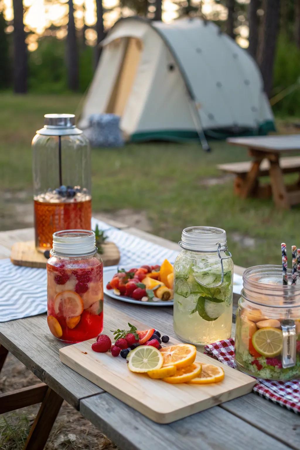 Welcome guests with an inviting botanical water station.
