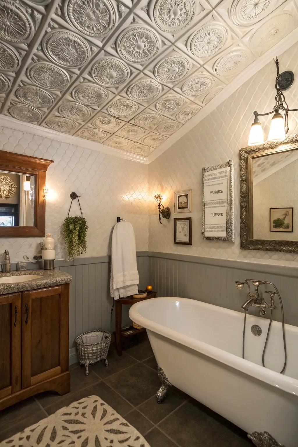 Decorative squares change ceilings with old-fashioned charm and style.