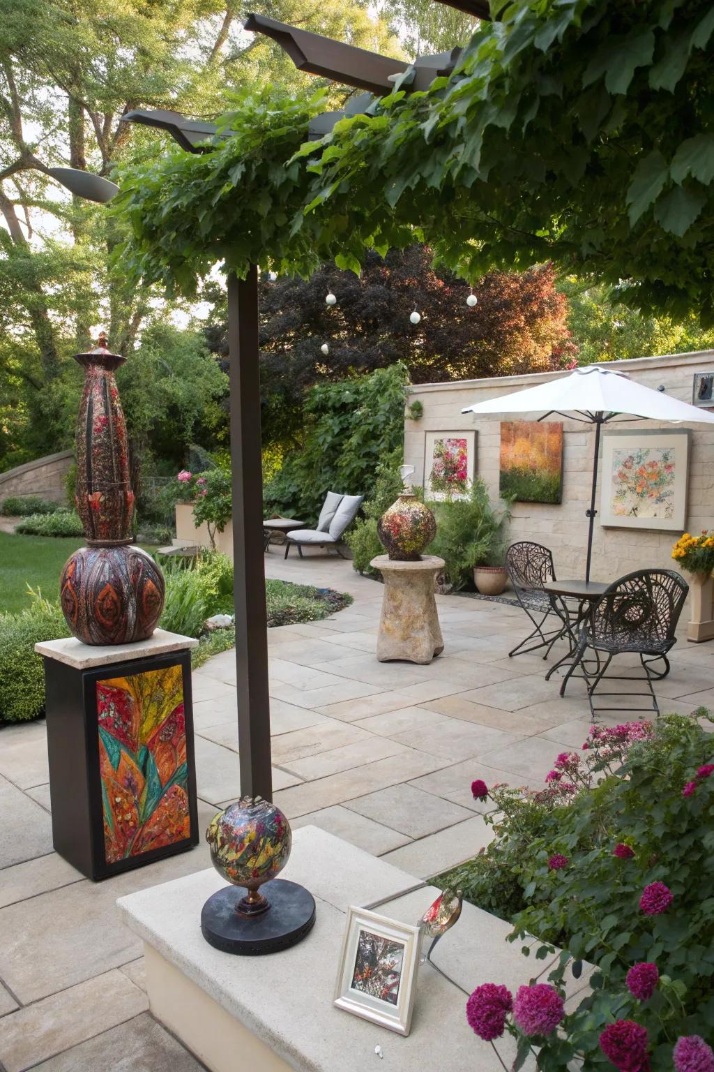 Open-air art imparts a personal touch to your patio area.