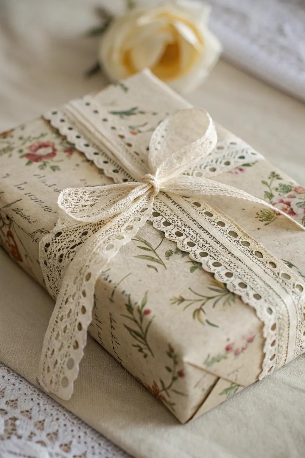 A nostalgic embrace of vintage-inspired gift wrapping.