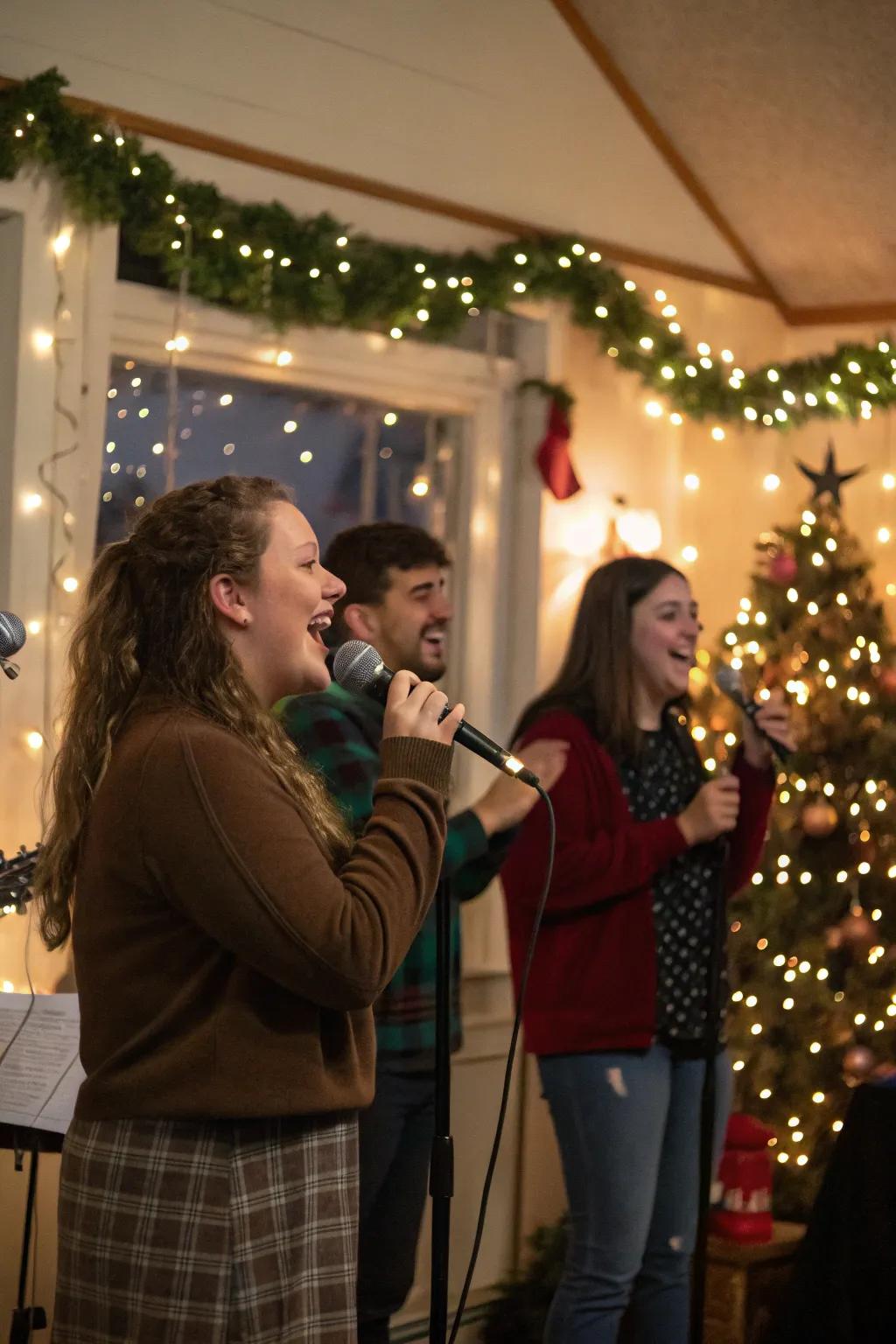 Yuletide melodic discharge evening, replete with melody and celebratory essence.
