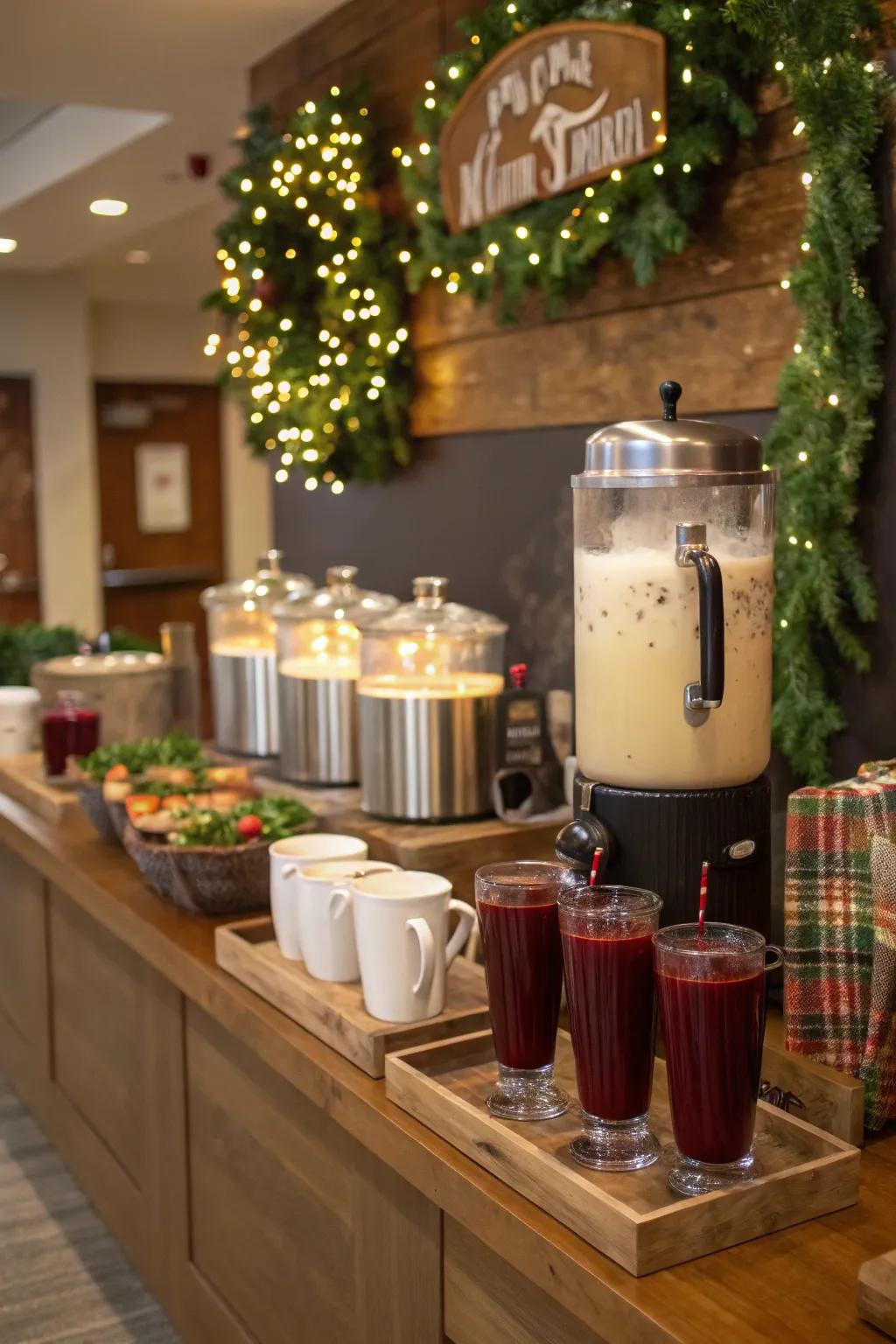 A themed drink display is certain to be a hit with festive beverages.