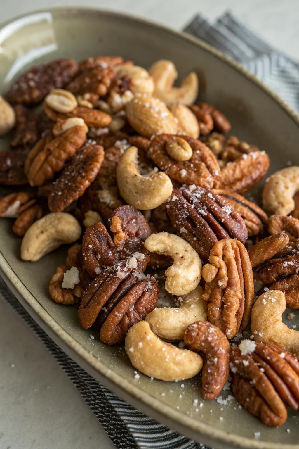 Selection of grilled nuts for your table.