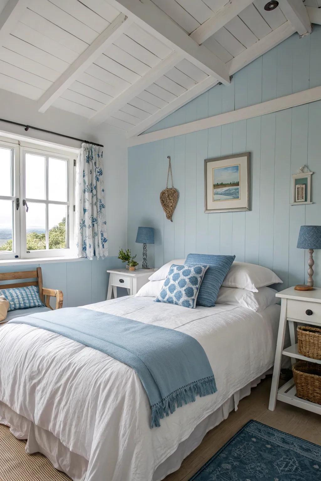 Minimalism highlights the elegance of beach-style bedding.