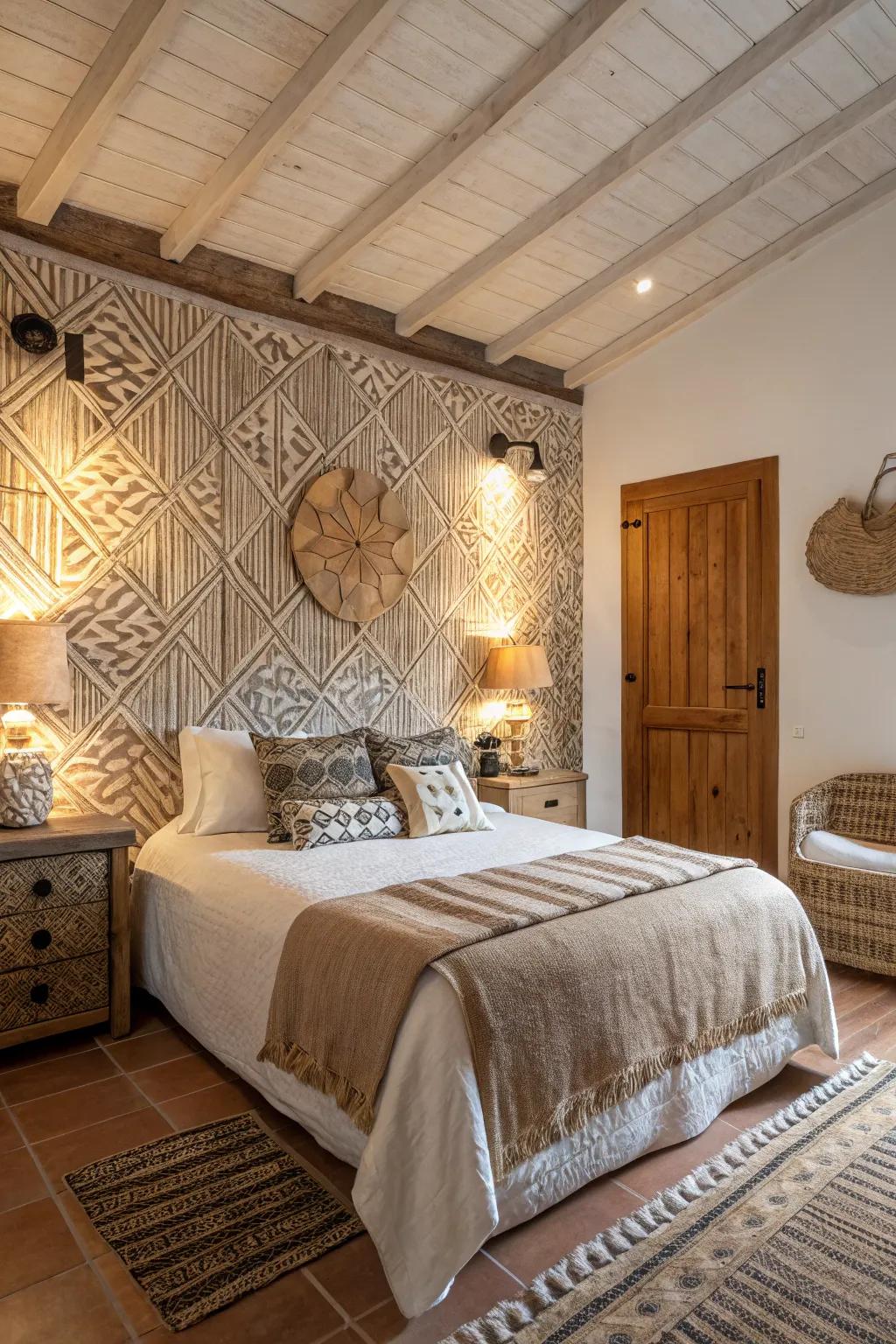 A signature wall enriches focus and spatial harmony.