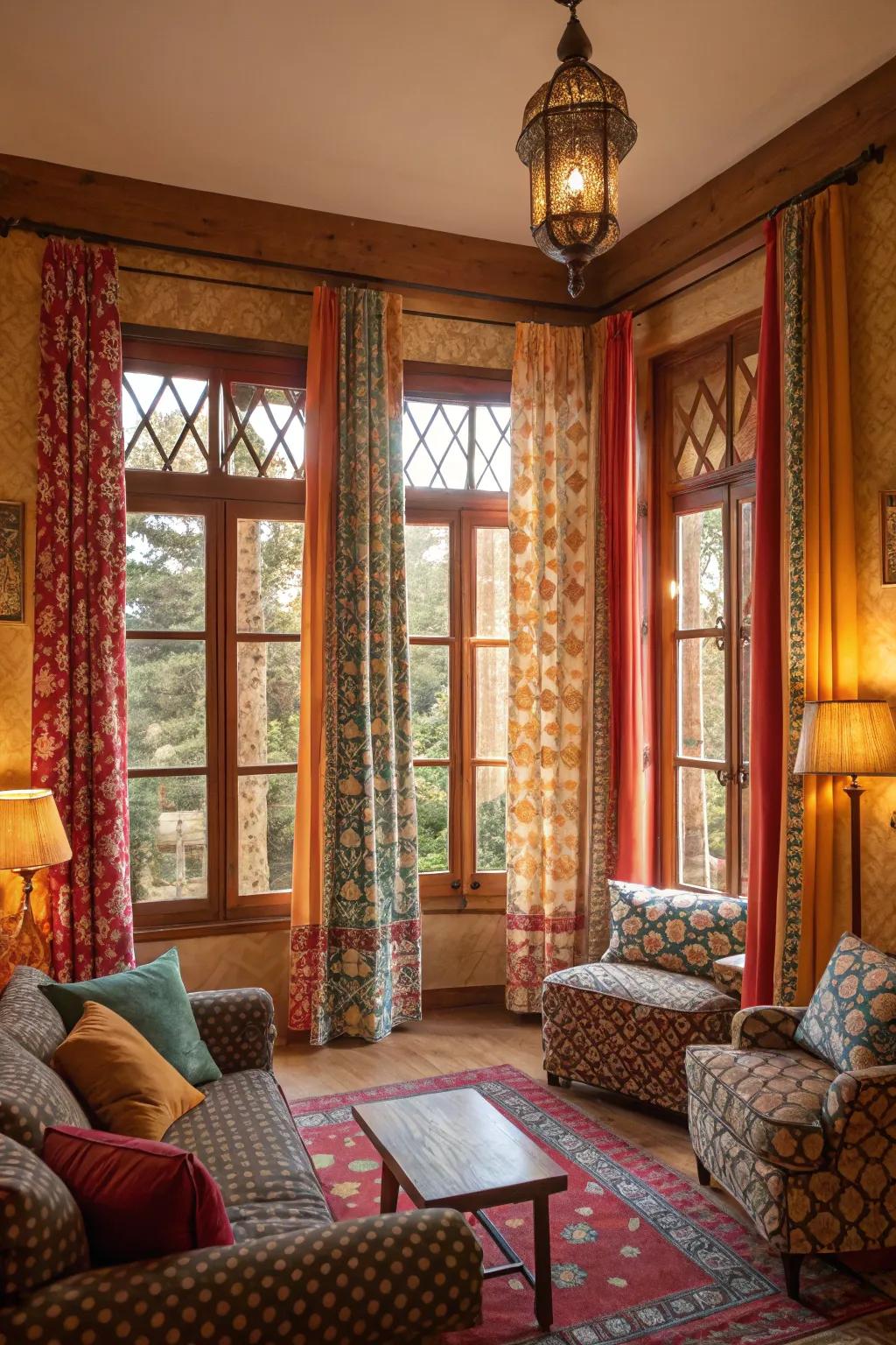 Patterns add character and break monotony in large window designs.