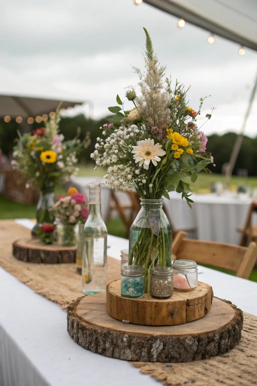 Eco-conscious decorations adding lasting charm for the marriage celebration.