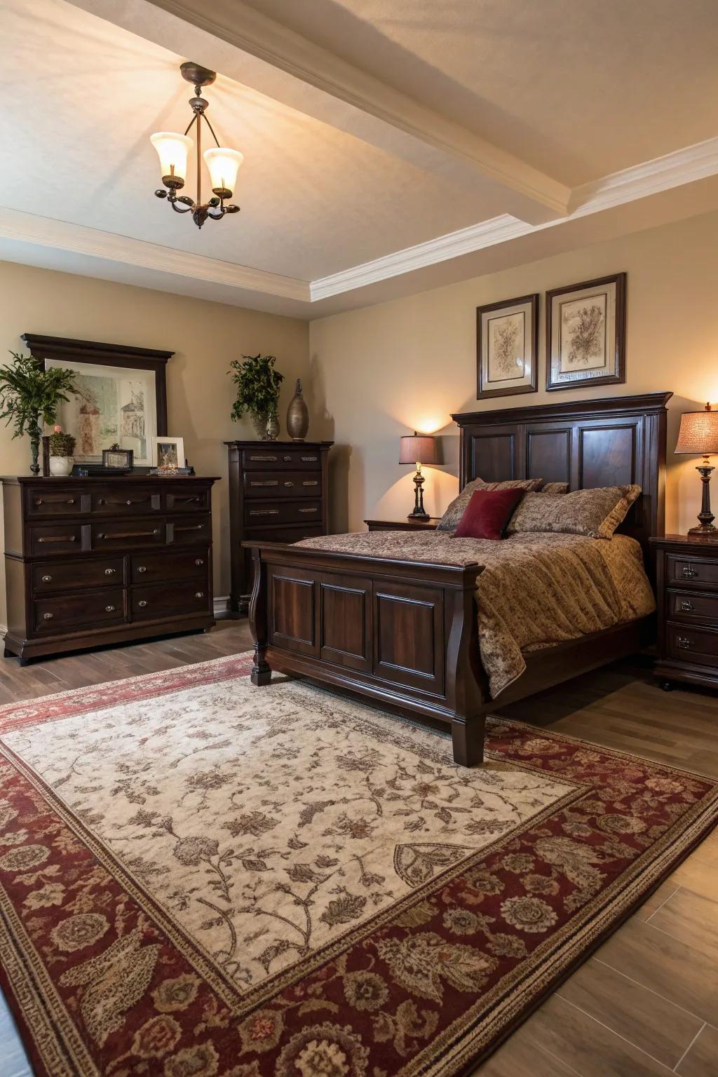 Statement rugs enhance the unity and luxury of an area.