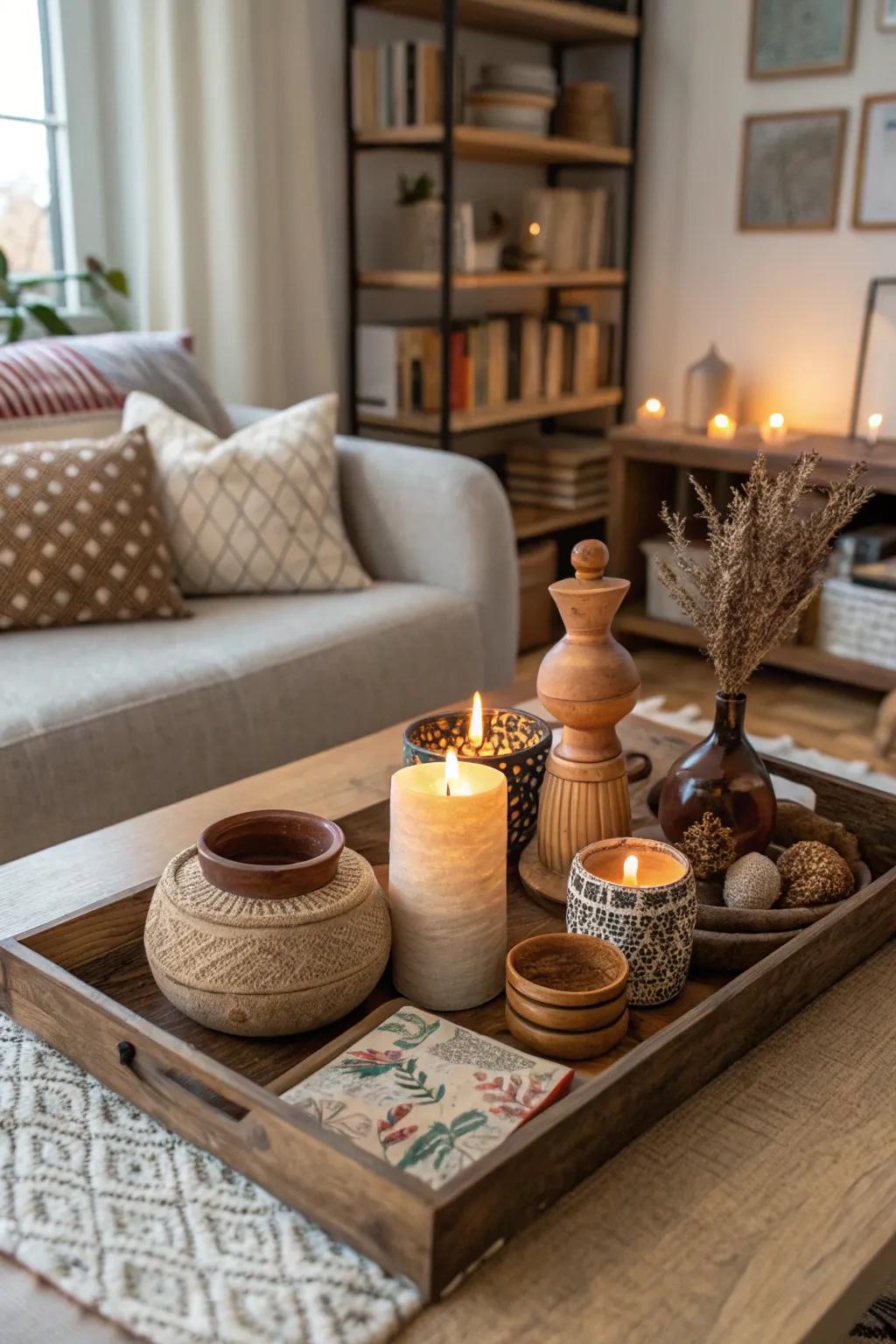 Craftsman embellishments featuring handmade articles on a showpiece base.