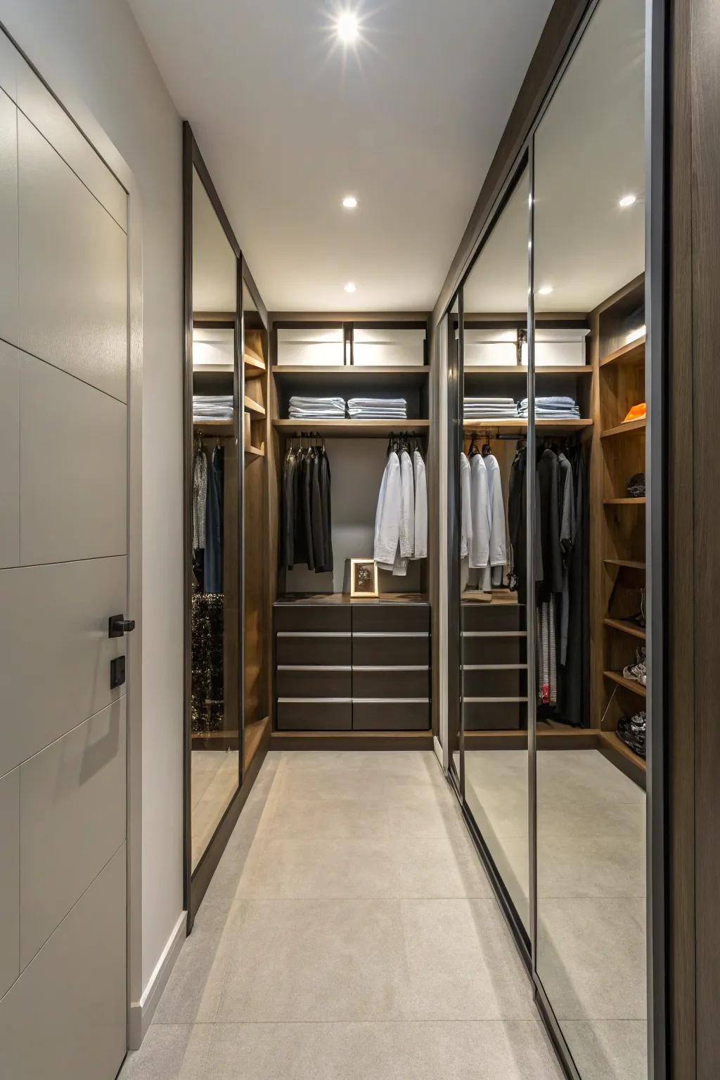 Enhance space and light with mirrored doors.