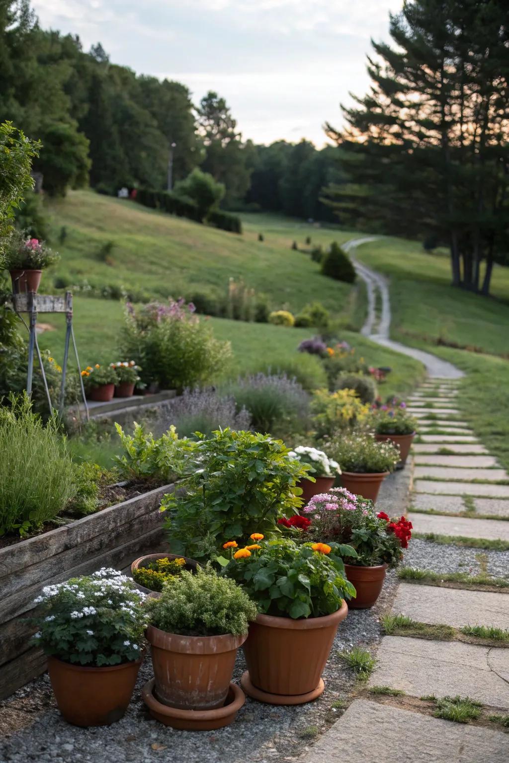 Surprise with a petite garden at the route's culmination.