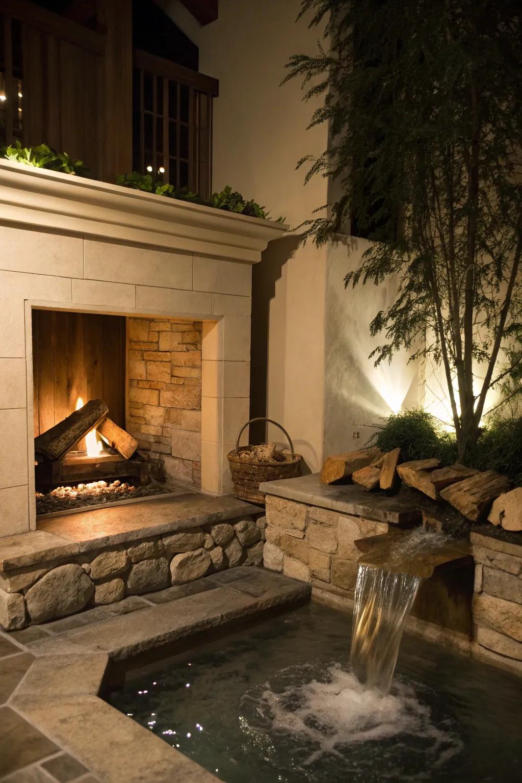 Introduce tranquility using a water feature in your fireplace.