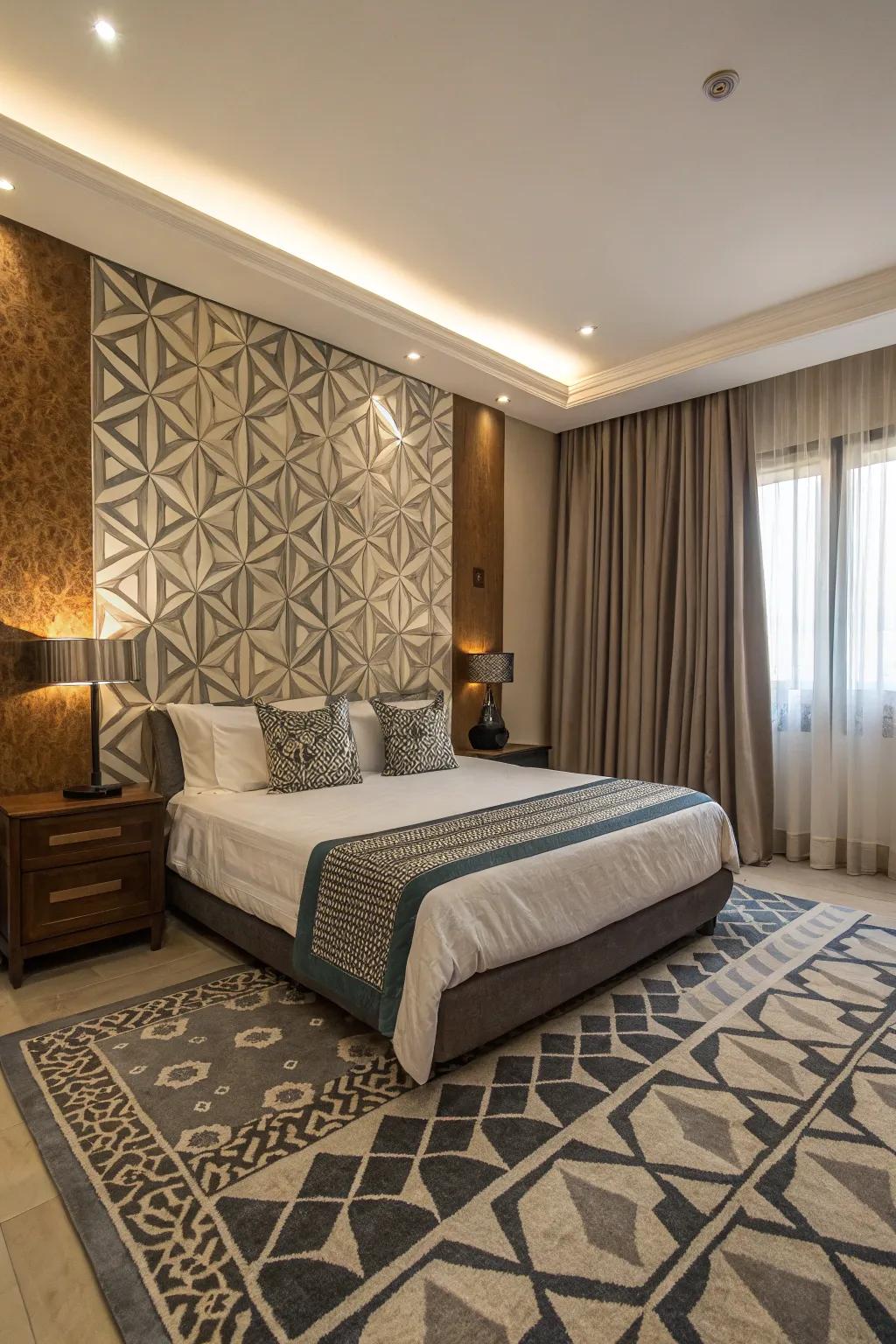 Geometric accents providing a contemporary contrast to soft details.