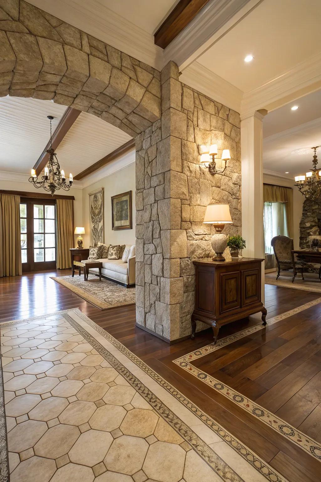 Rich stone adds a nature-rich feel.