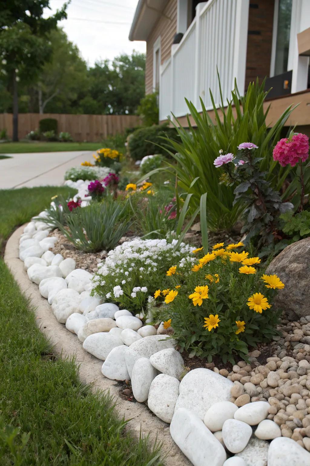 Delineate flower beds with stylish alabaster stone borders.