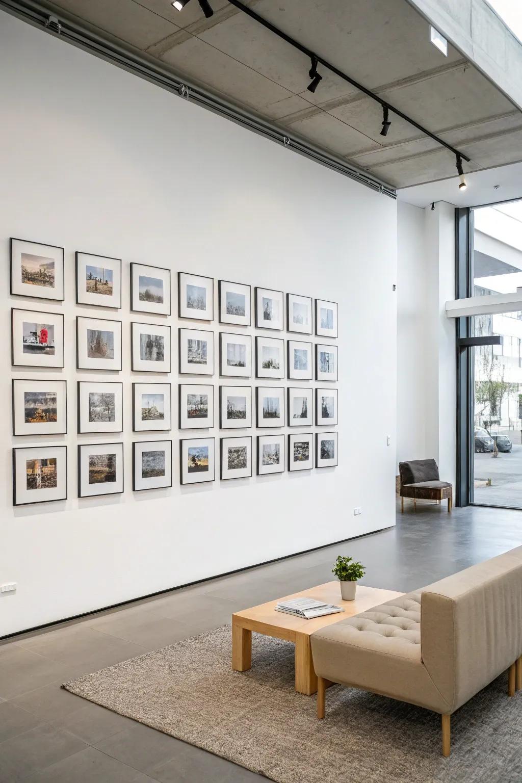A minimalist grid layout showcasing a series of related images.