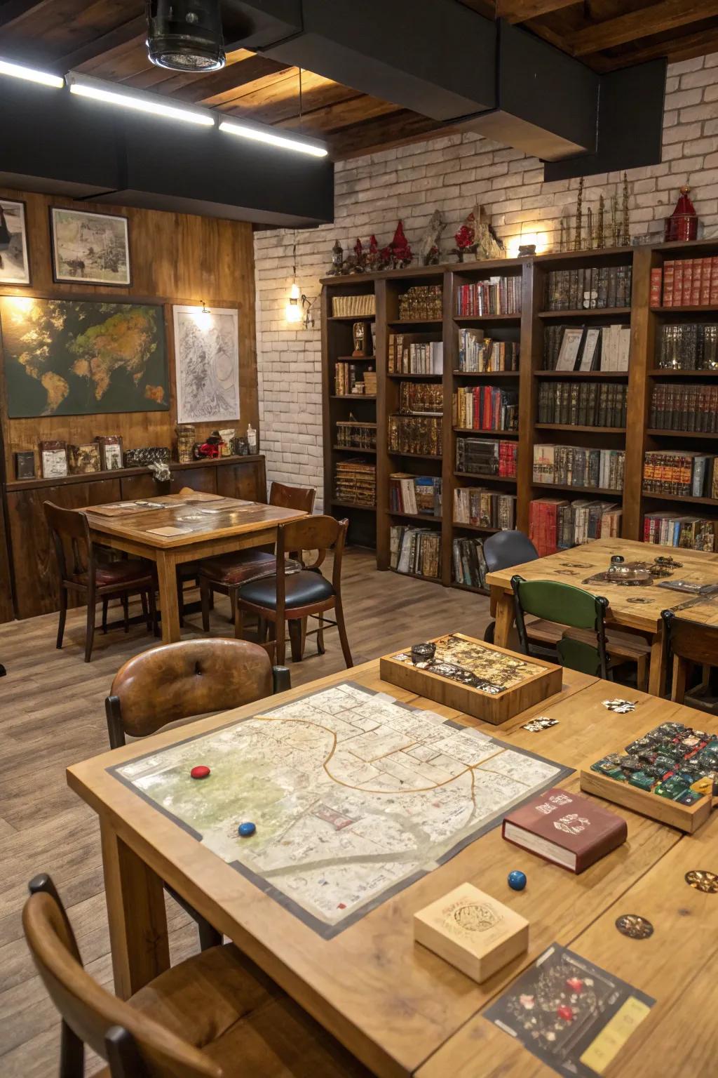 Fantasy components construct an immersive Dungeons & Dragons gaming room.
