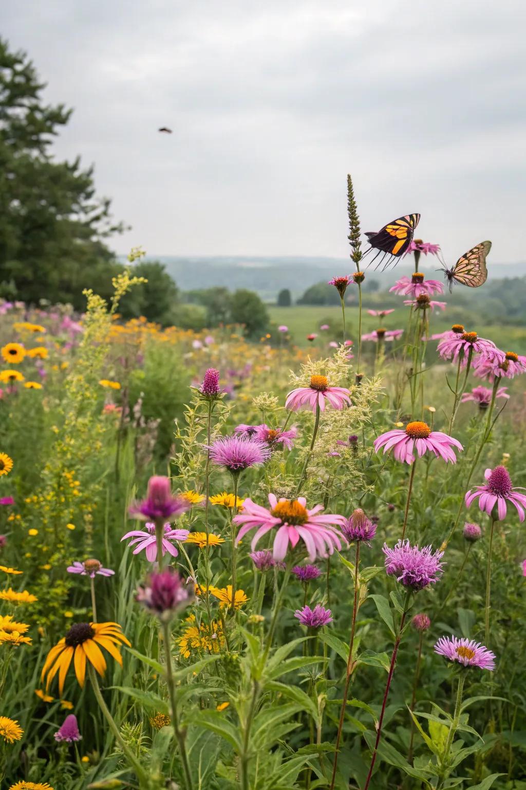 A dynamic wildflower meadow that beckons pollinators into the garden.