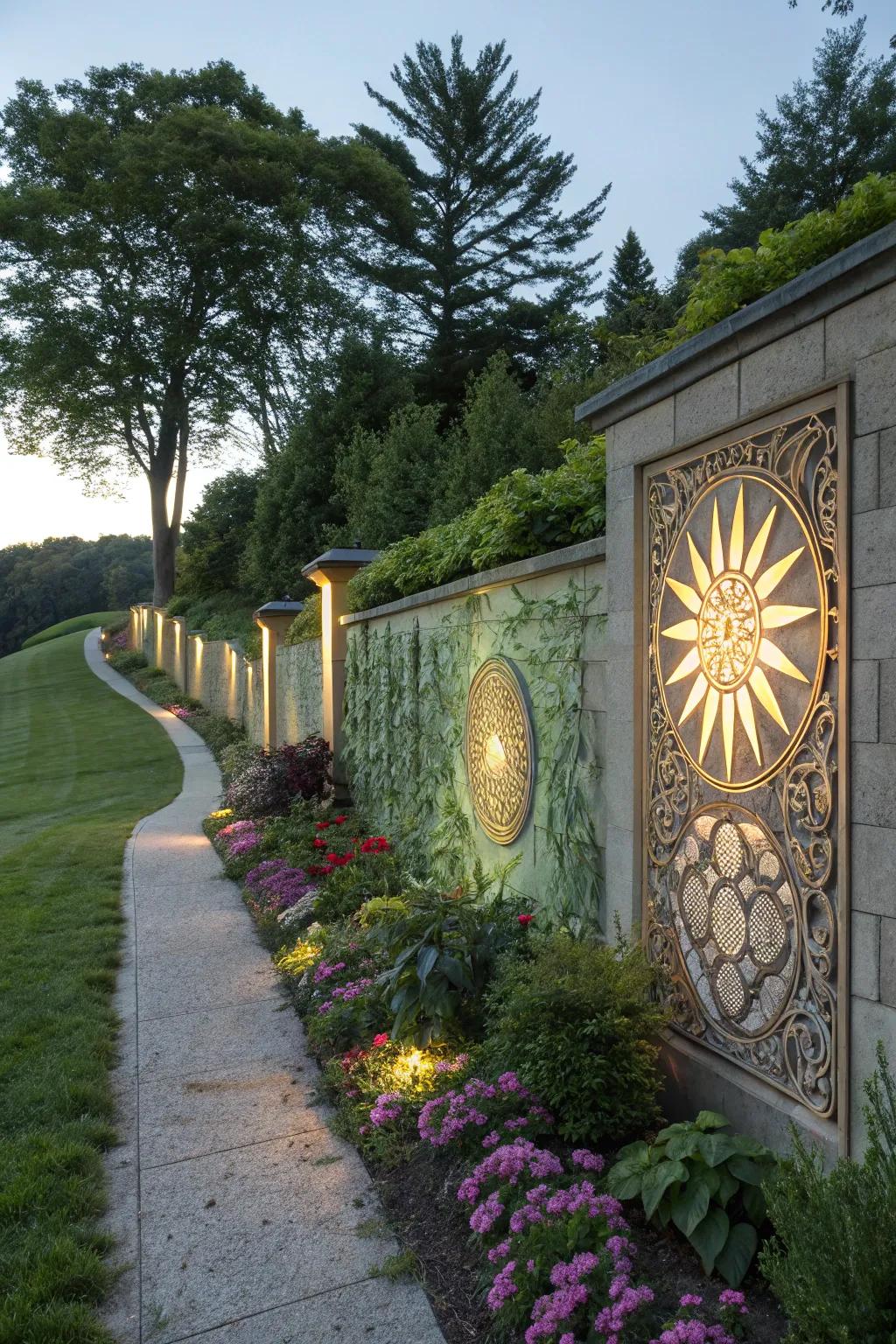 Lift your garden with lighted wall art.