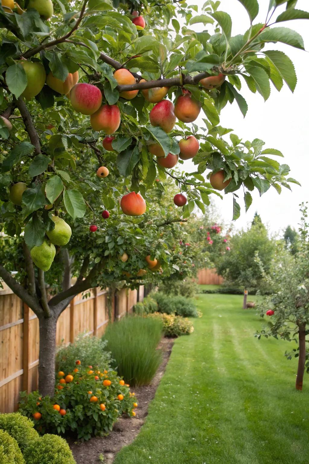Fruit trees offering a plentiful harvest in the garden.