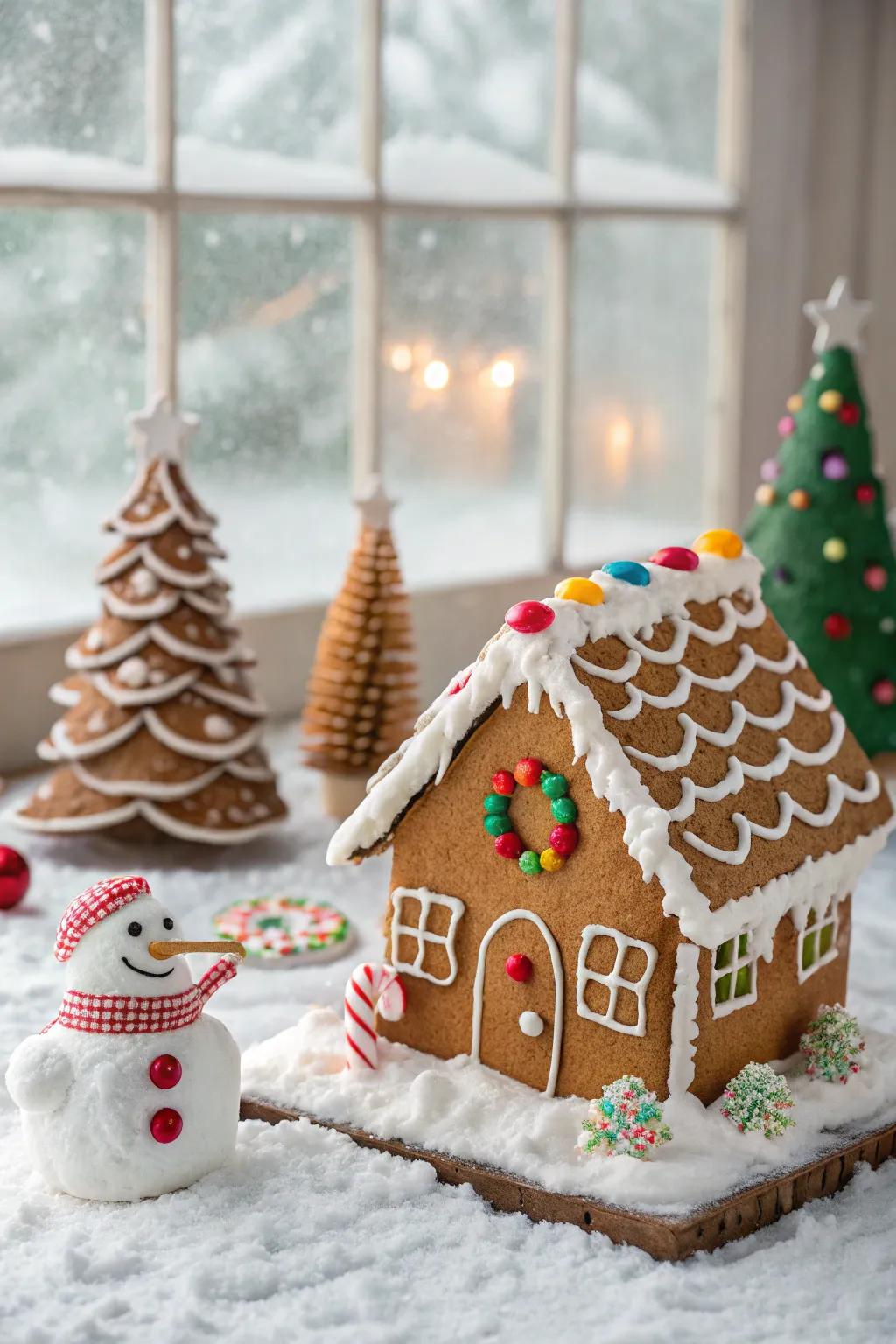 A festive gingerbread evergreen plantation.