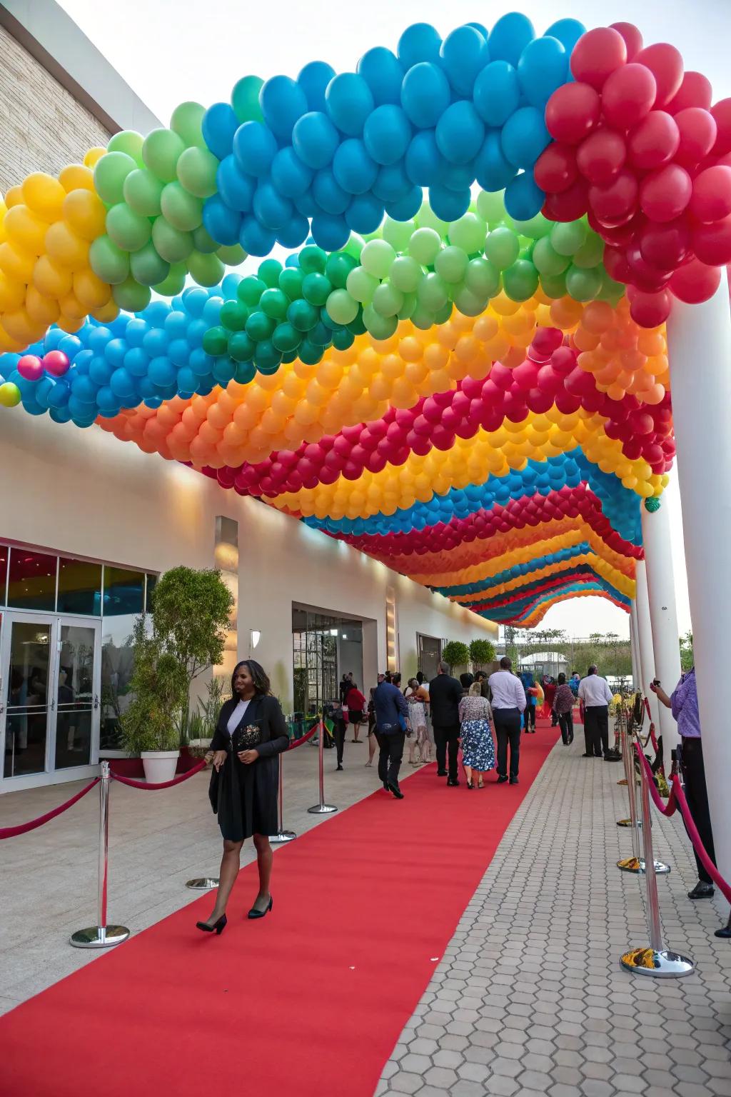A balloon canopy provides an enchanting overhead spectacle.
