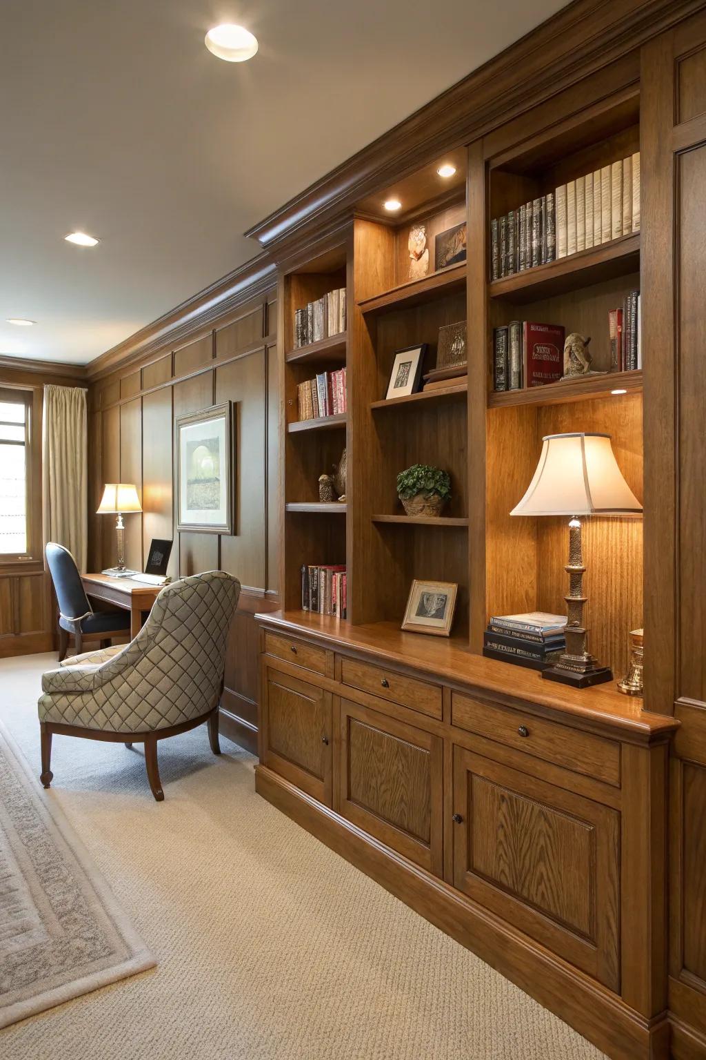 Maximize functionality with combined shelving.