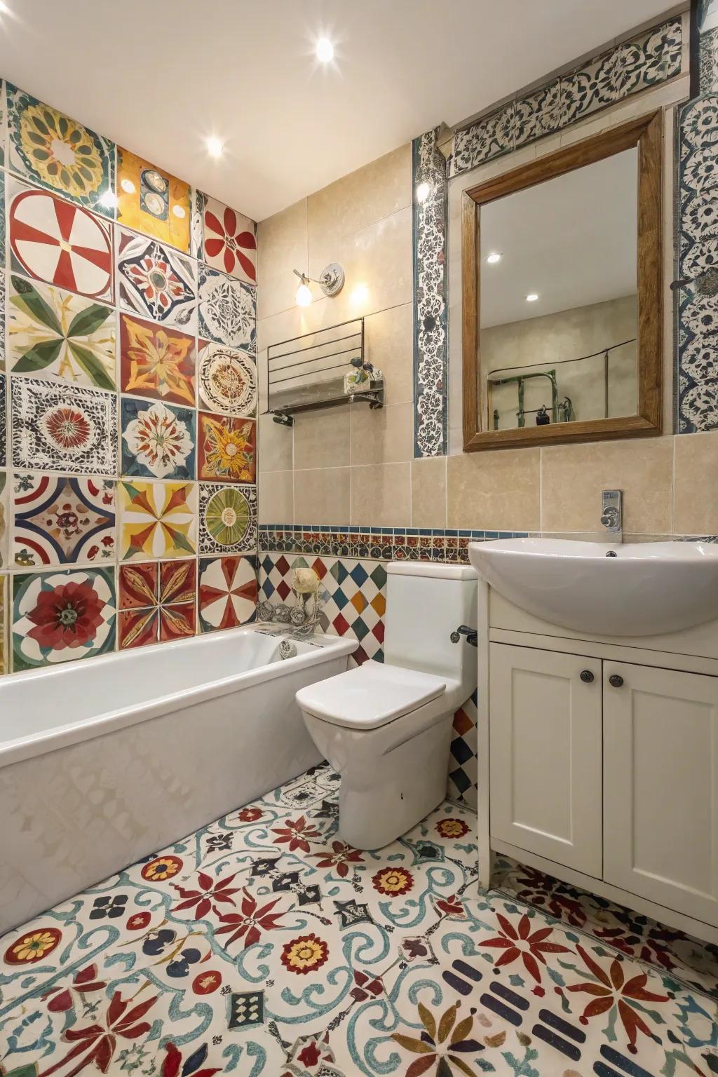 Audacious imagery can transmute a hall bathroom into an arresting exhibition piece.