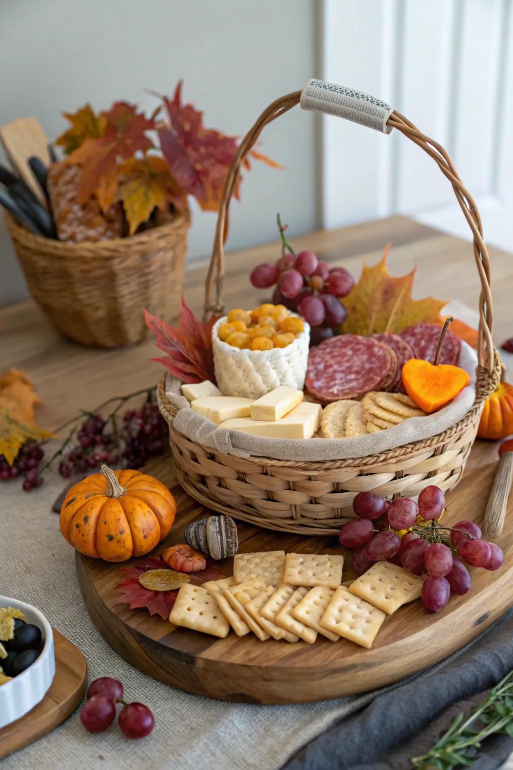 A refined cheese and cured meats spread for Halloween.