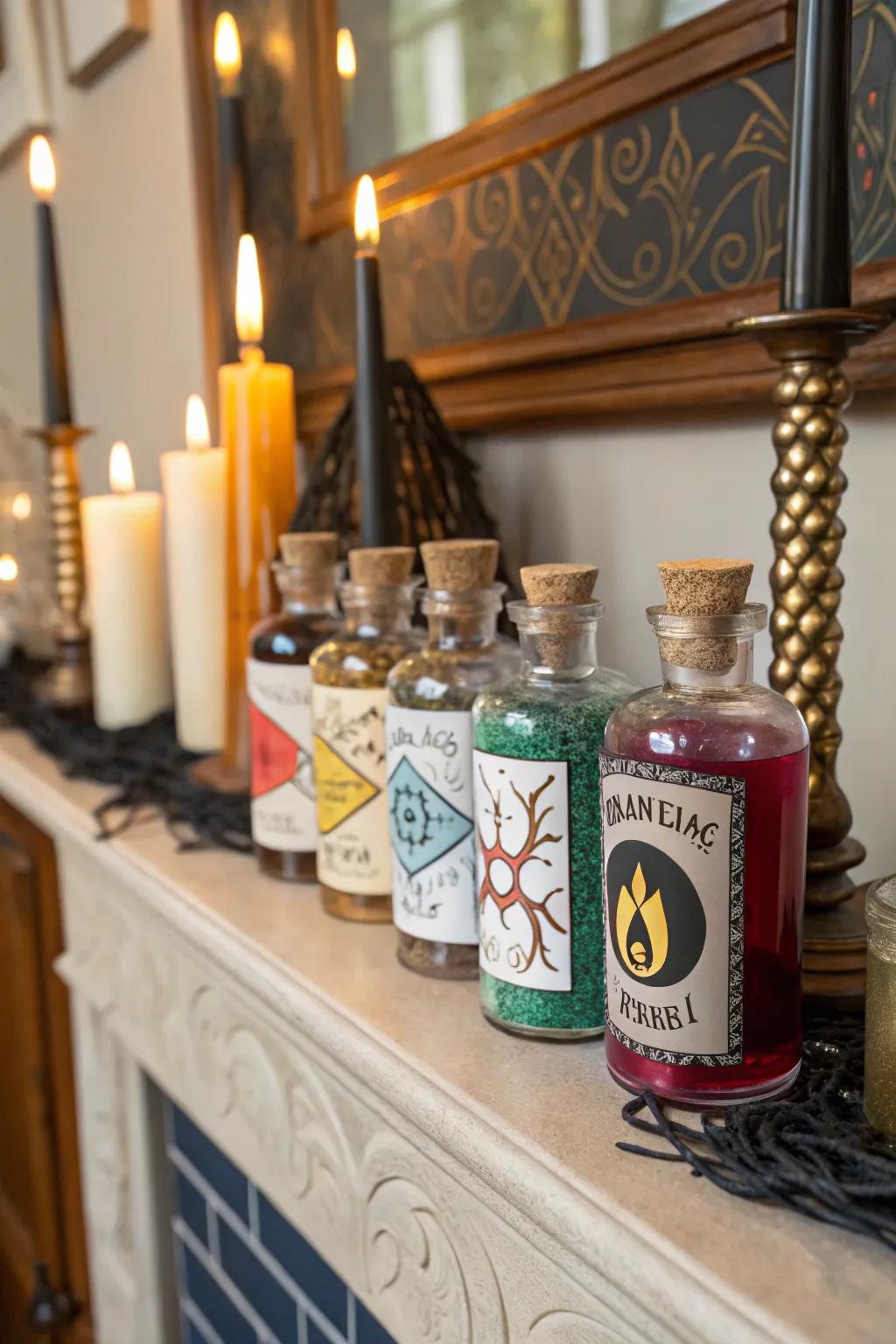 Potion vessels append a fanciful, sorcerous element.
