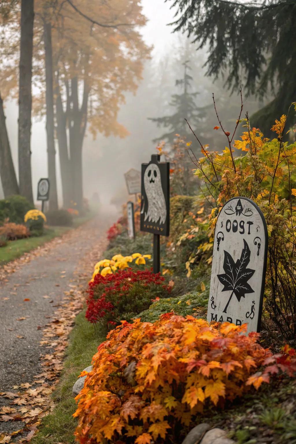 Garden ghosts adding a playful touch to outdoor spaces.