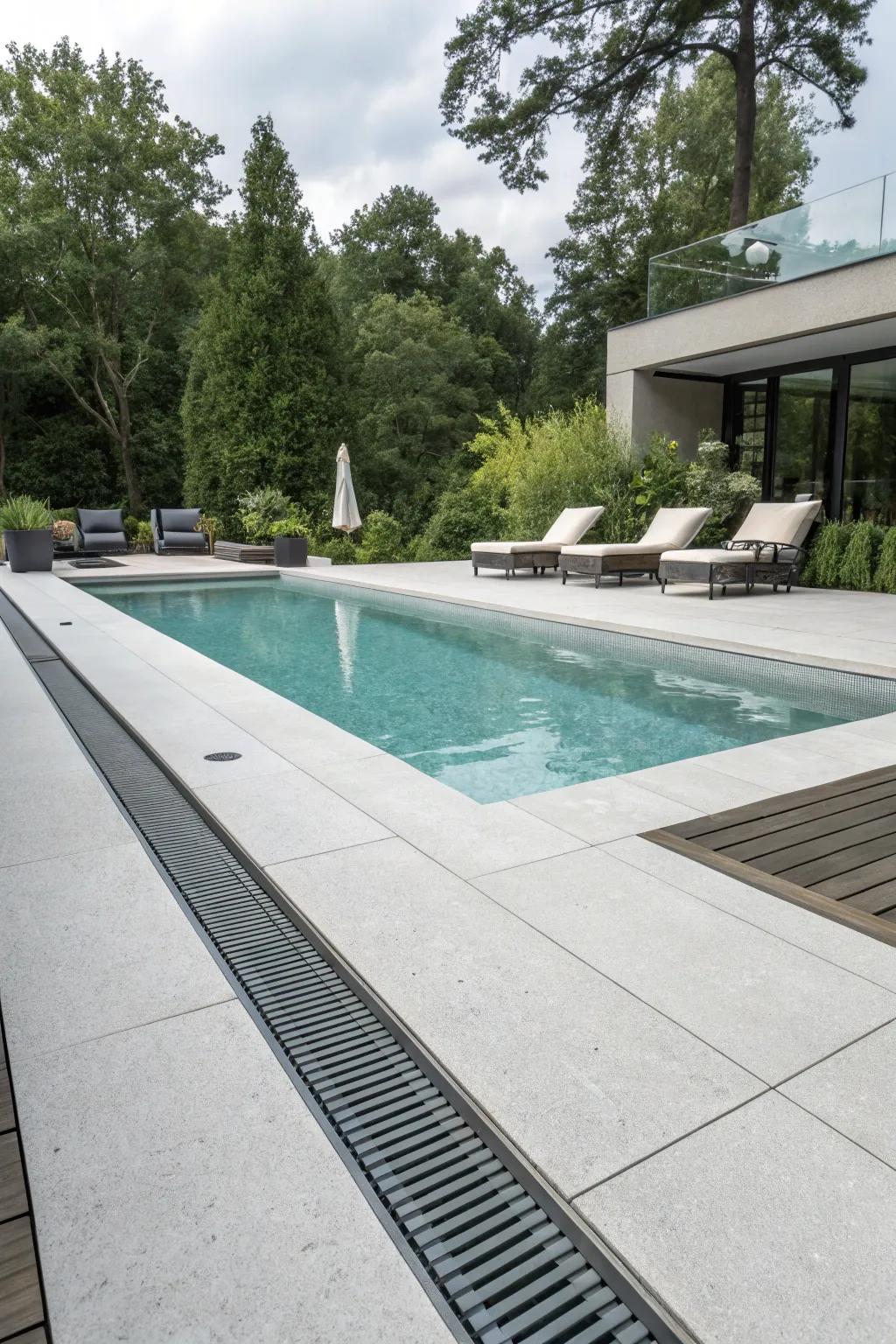 Unseen drainage systems sustain aesthetics while managing water.