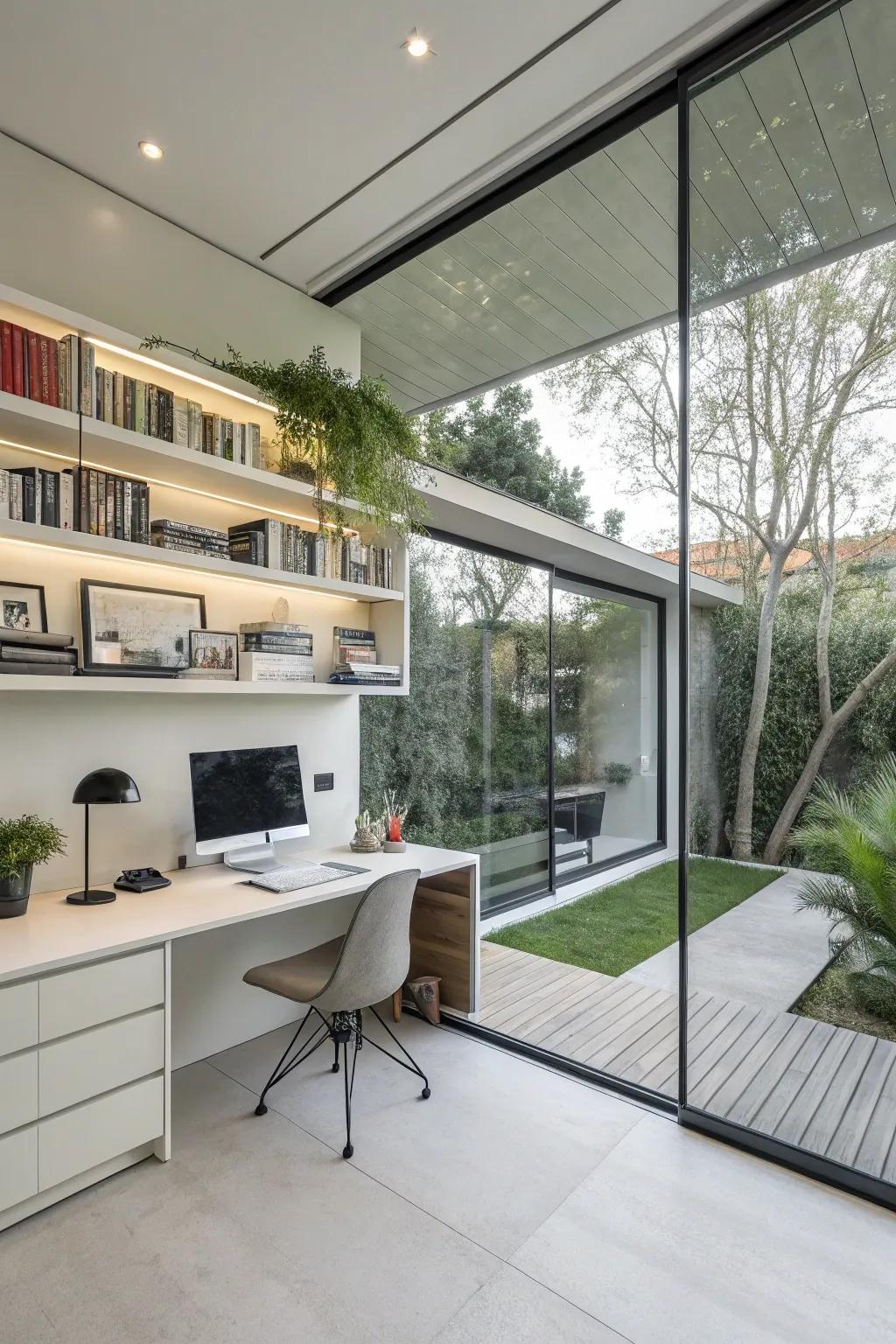 A chic and see-through workspace purposed for effectiveness.