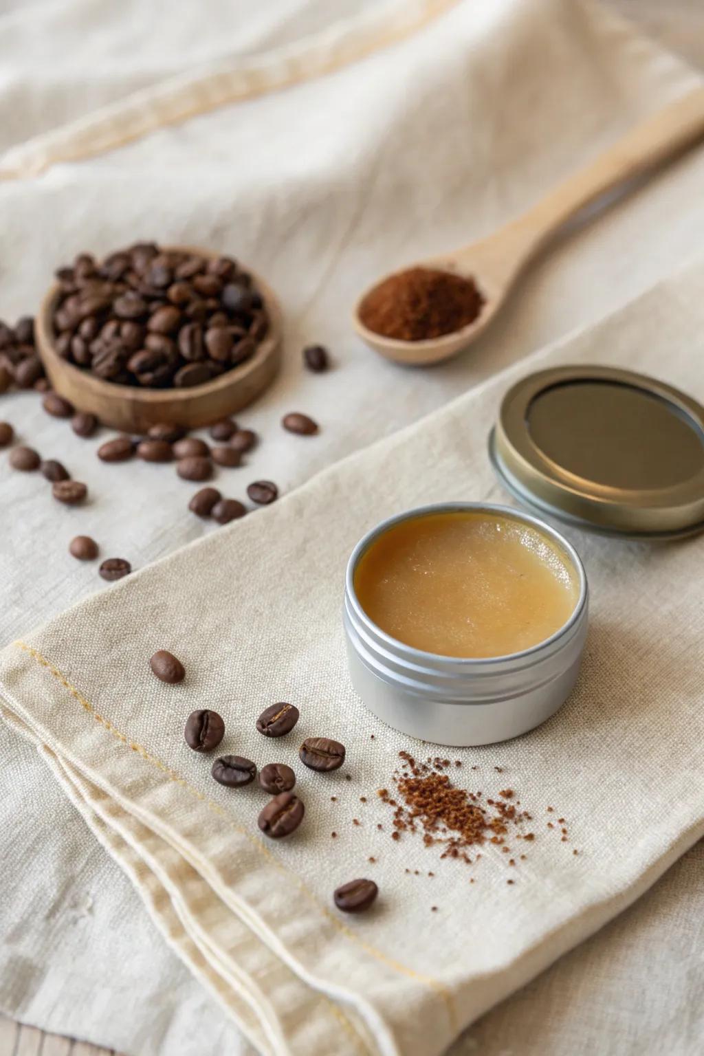 Awaken your senses with this coffee-infused lip balm, a flawless blend of simplicity and natural beauty.
