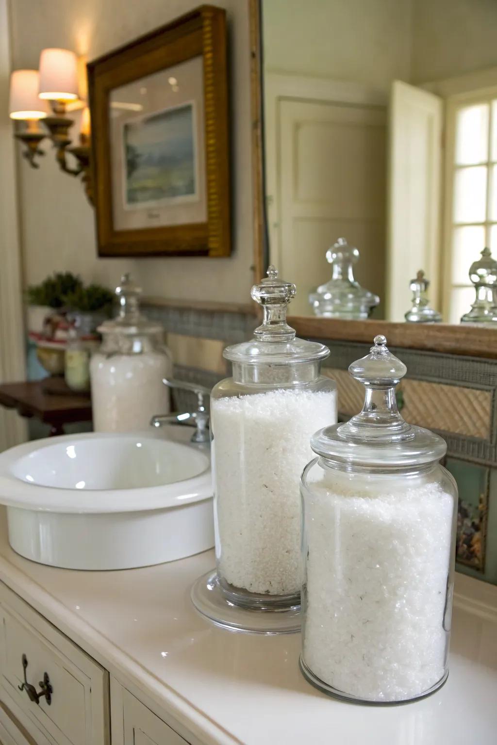 Vintage charm with apothecary jar magnesium flake storage