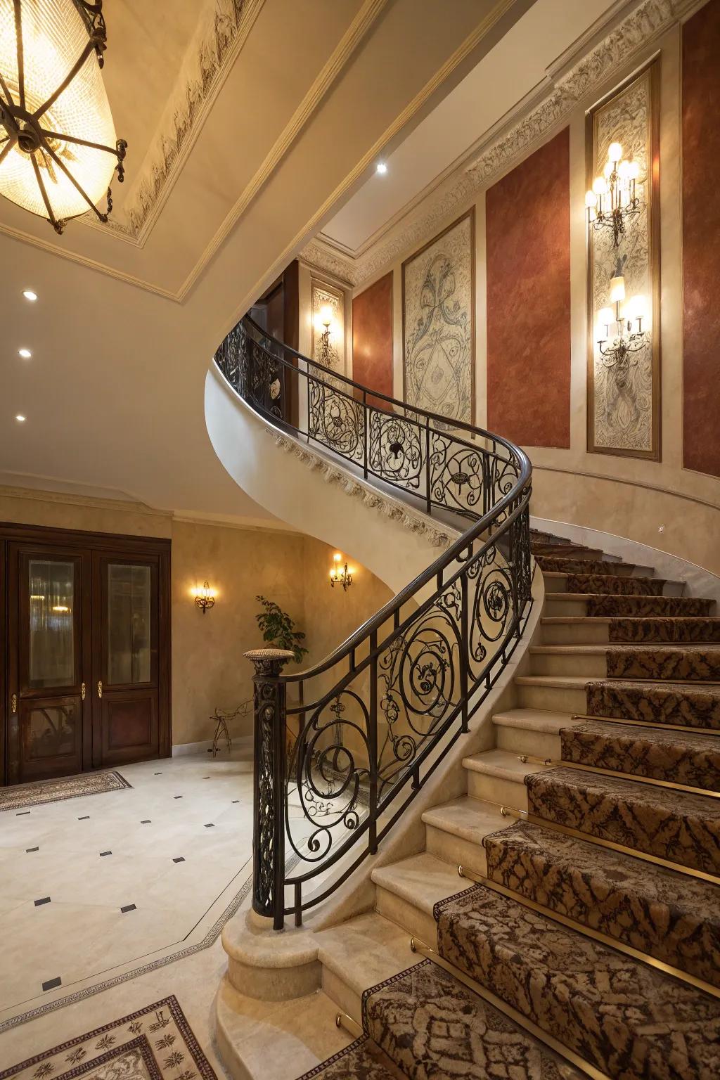 Art Deco railings bring glamour and luxury.