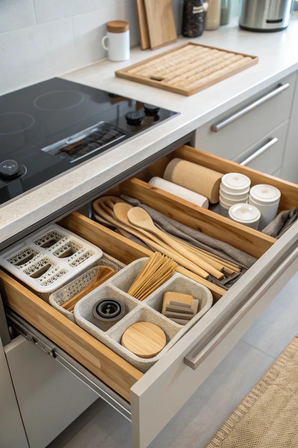 Utilize eco-conscious keys that make the kitchen beautiful.