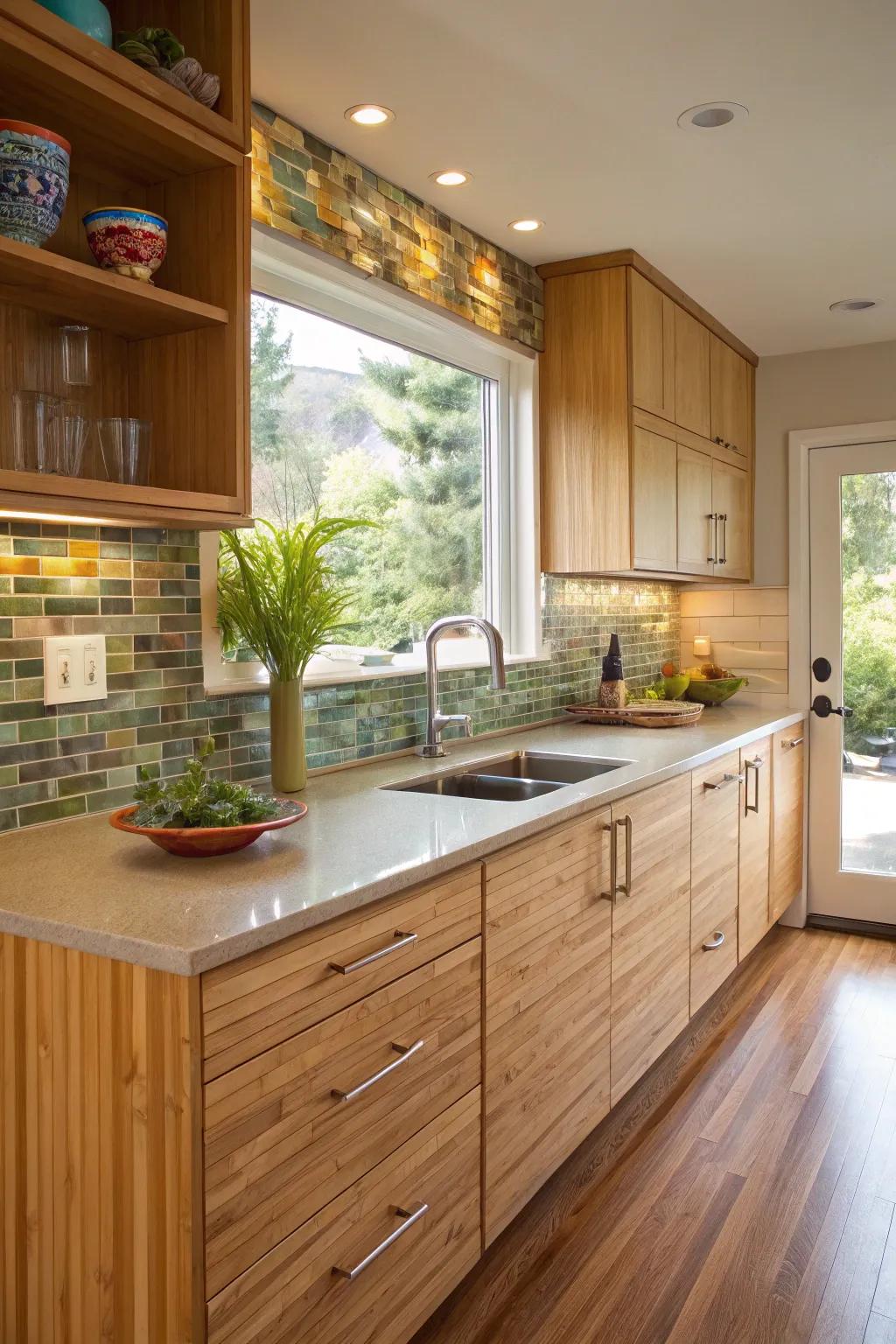 A kitchen created using sustainable and eco-friendly materials.