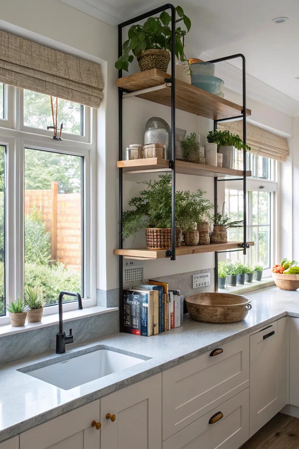 Adjustable shelves let you easily change your décor as you like.