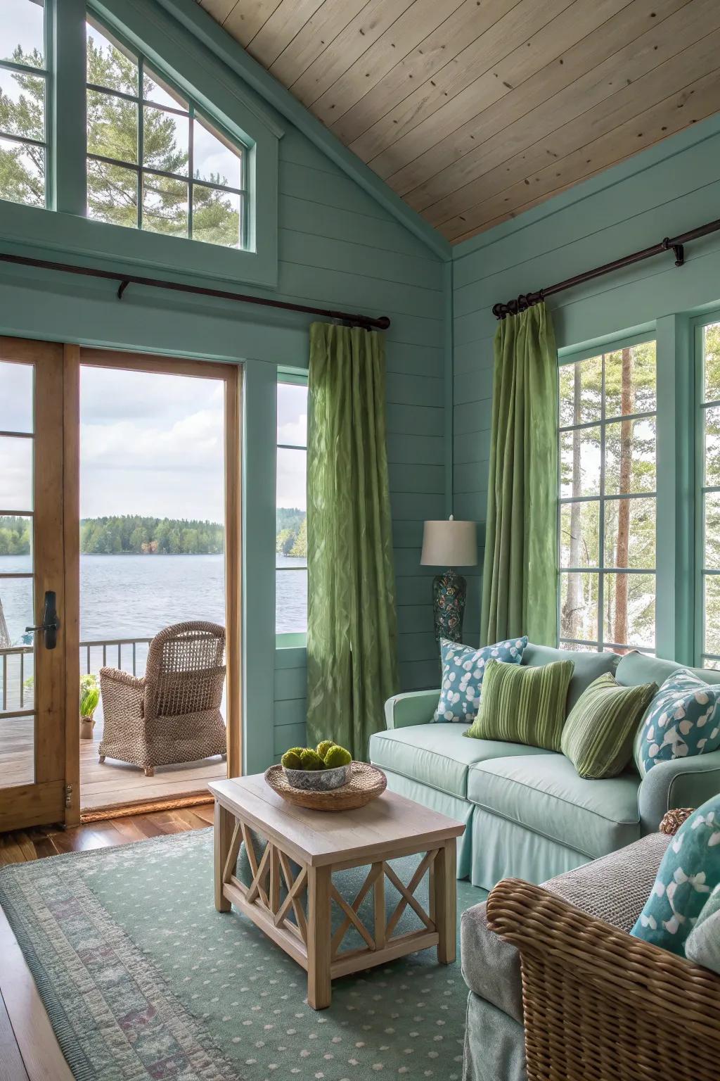 Water-inspired tones yield a tranquil and harmonious aesthetic.