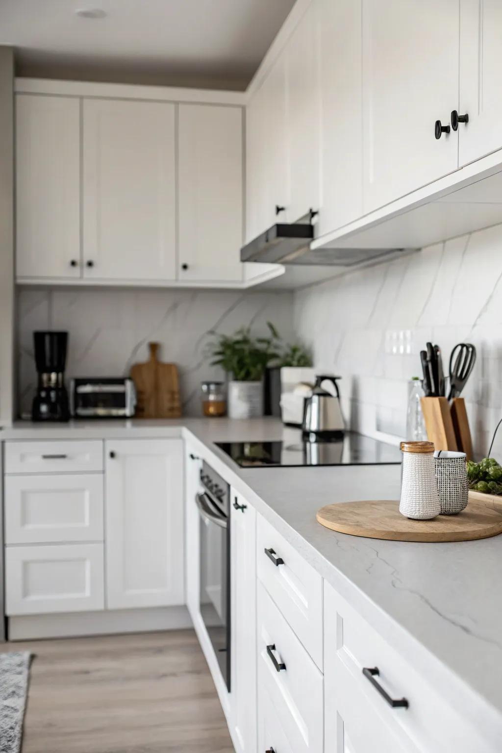 Monotone surfaces provide a streamlined and modern cooking aesthetic.
