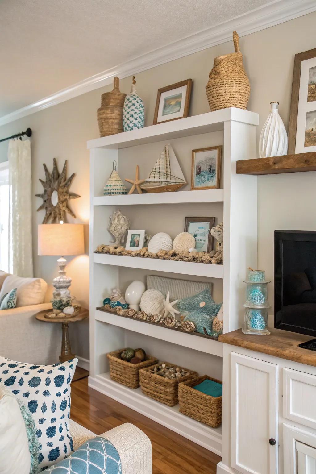 Personalize with a themed shelf arrangement.