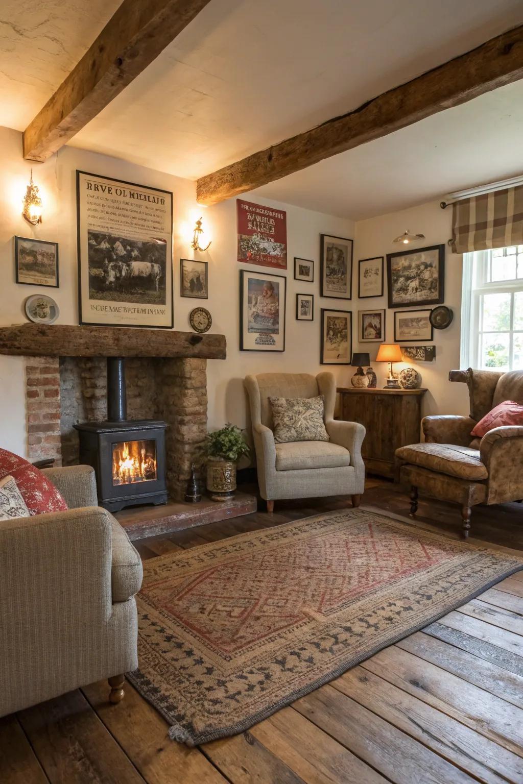 Repurposed timber flooring contributes history and rustic allure to your living space.