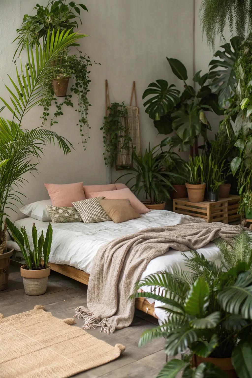 Indoor plants add freshness and vibrancy.