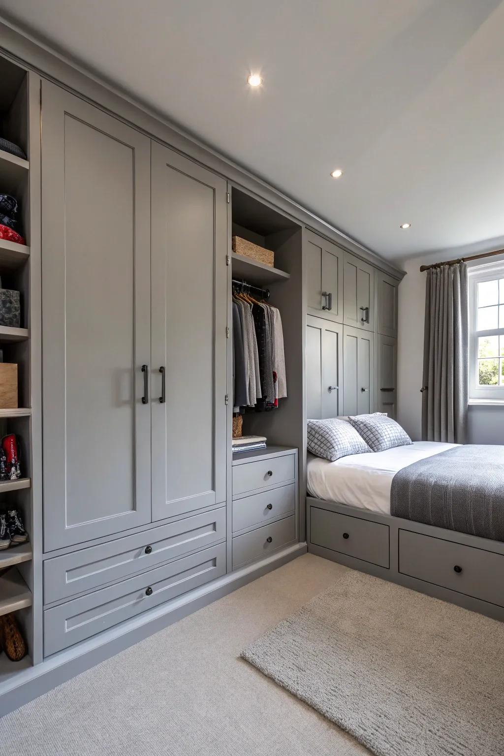 Keep the room clean with storage.