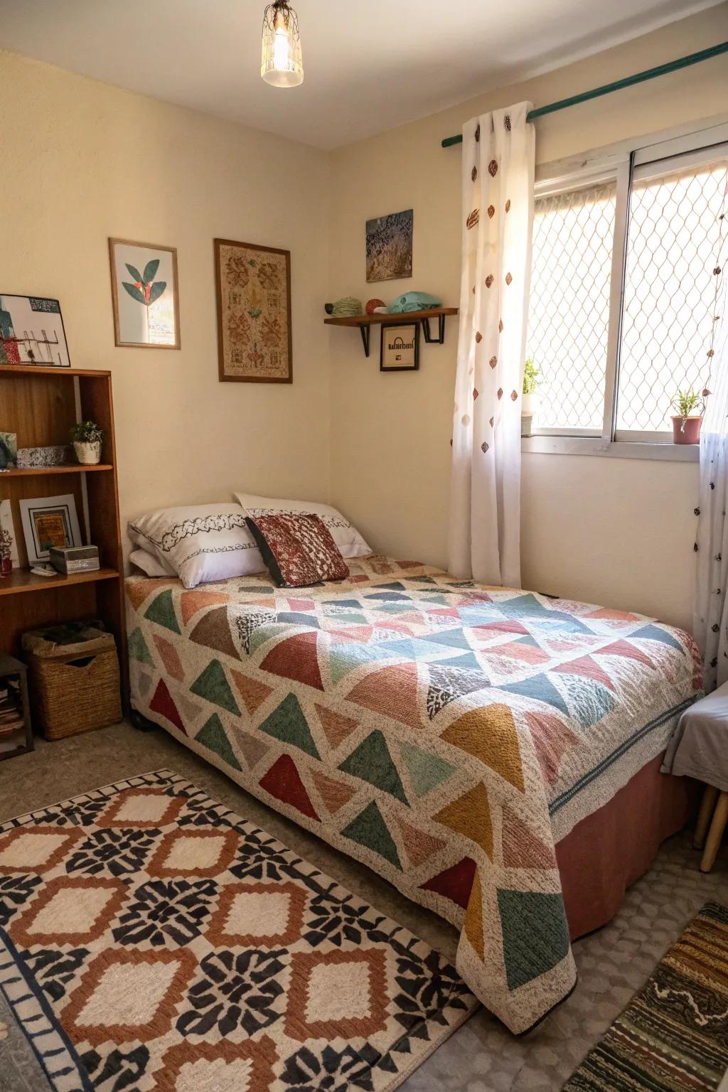 Geometric designs add modern flair.