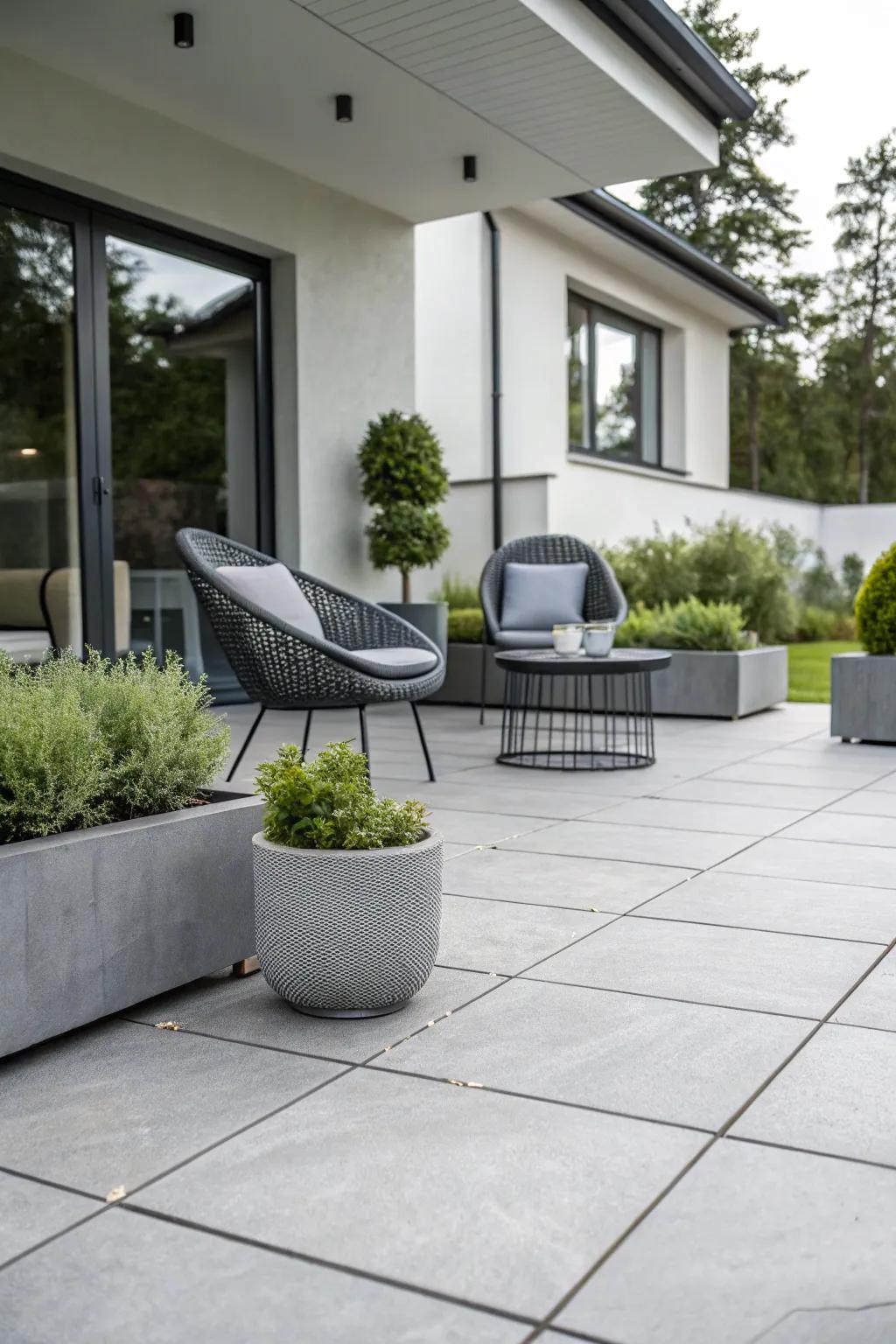 Monochromatic tiles create a bold, cohesive look.