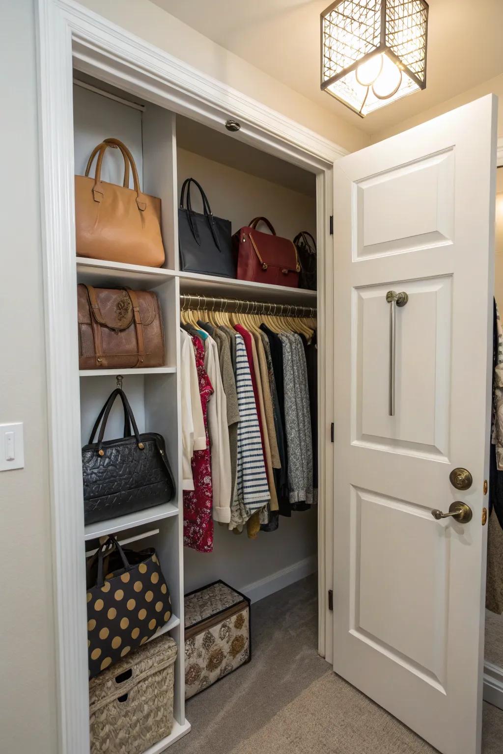 Discreet hooks provide hanging space discreetly.