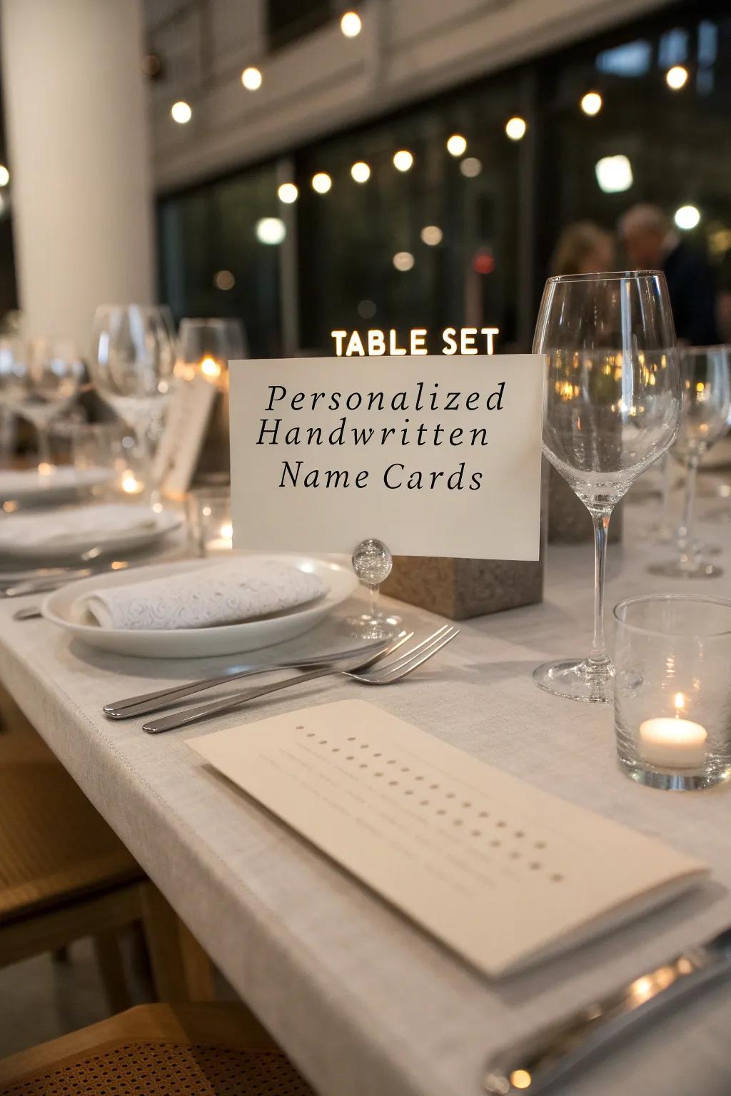 Personalized label cards add a thoughtful touch to your setting.