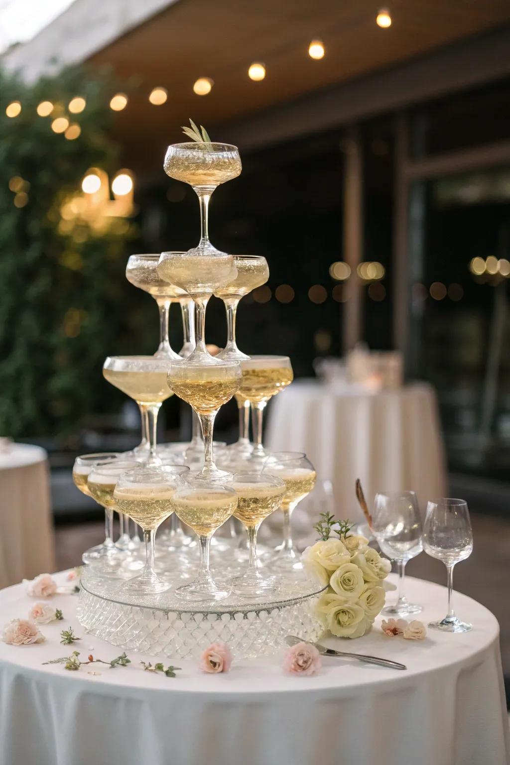 An effervescent cascade serves as a stunning centerpiece and drink station.